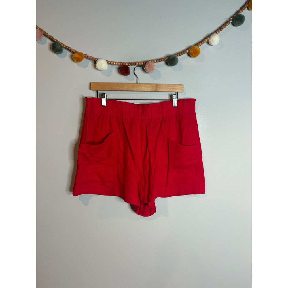 A New Day red linen blend shorts